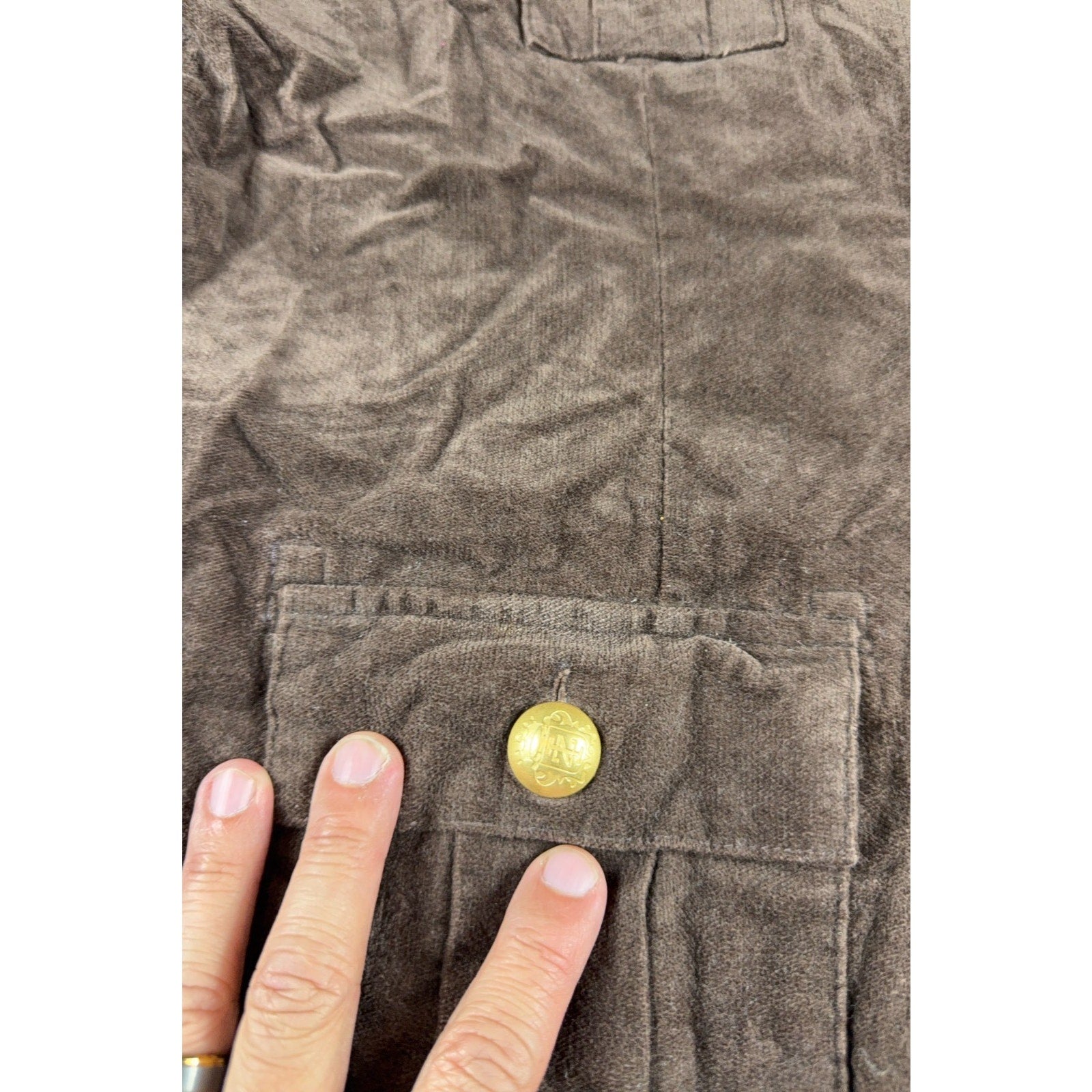 IZOD Womens XL Brown Cotton Military Utility Safari Jacket Gold Buttons