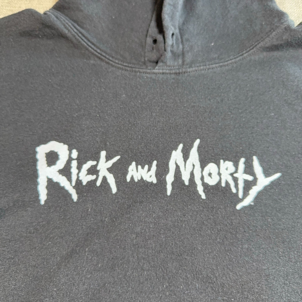 Rick and Morty Hoodie Adult S Black Wubba Lubba Dub Dub Graphic Pullover