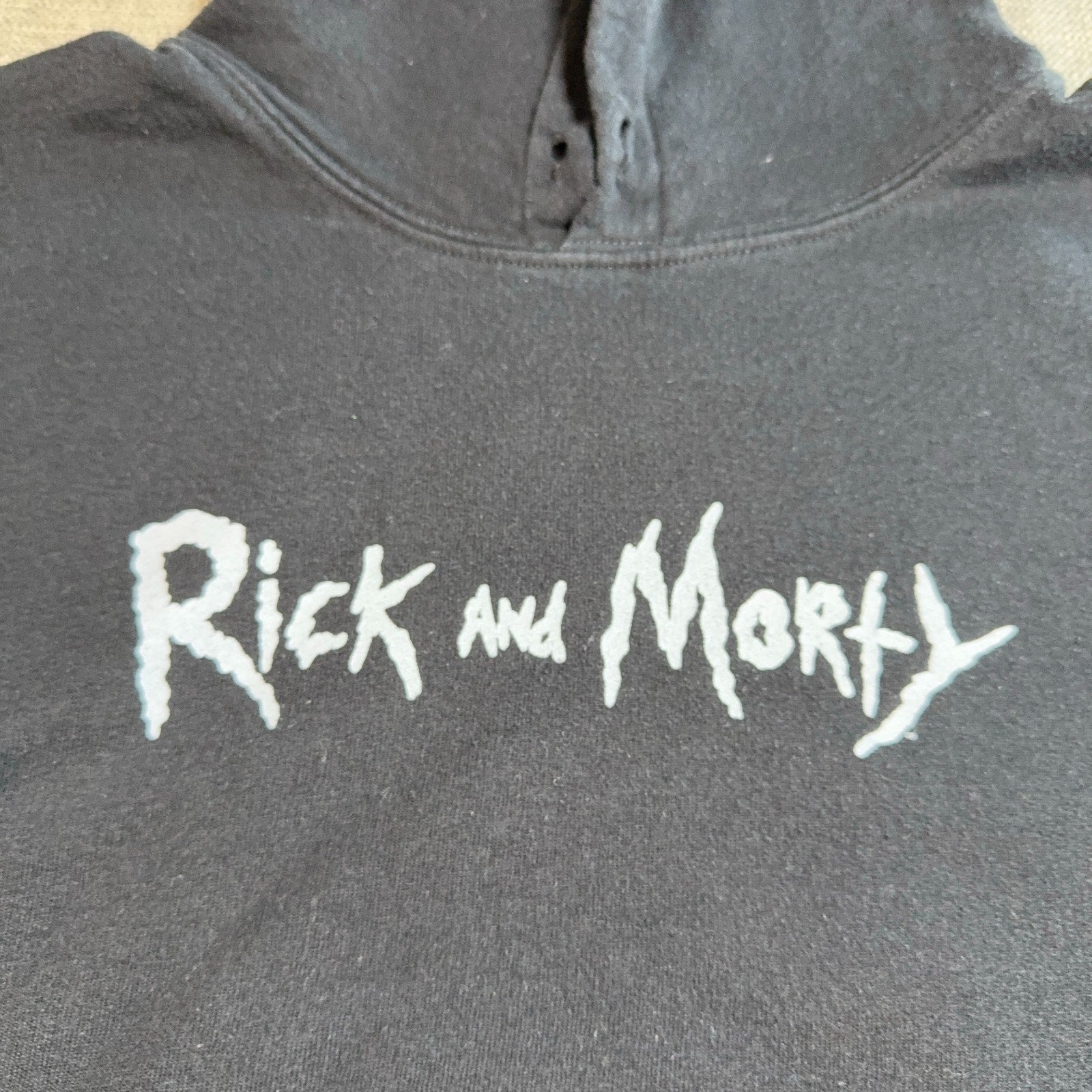 Rick and Morty Hoodie Adult S Black Wubba Lubba Dub Dub Graphic Pullover