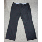 Lands' End Women's 12P Gray Pink Windowpane Plaid Mid Rise Trouser Pants