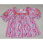 Savanna Jane Top Womens 2X Pink Embroidered Boho Tunic Blouse Plus Size