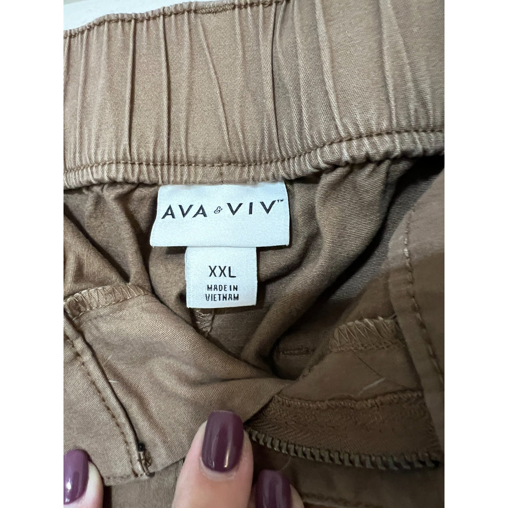 Ava & Viv Cargo Pants Women’s XXL Brown Utility Straight Leg Plus Size