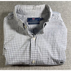 Vineyard Vines Classic Fit Tucker Shirt Mens Medium Gray Gingham Cotton Stretch