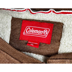 Coleman Sherpa Lined Henley Mens XL Brown Waffle Knit Workwear Pullover