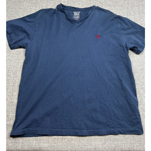 Polo Ralph Lauren T Shirt Mens M Navy Blue V Neck Red Pony Cotton Tee