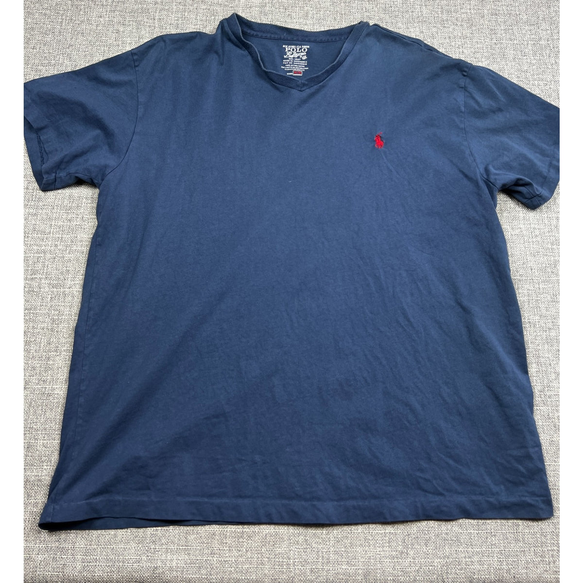 Polo Ralph Lauren T Shirt Mens M Navy Blue V Neck Red Pony Cotton Tee