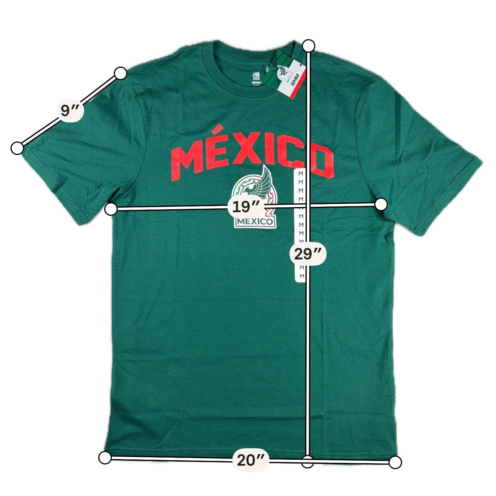 Mexico National Team Soccer T Shirt M NWT Green SNM El Tri Official Licensed FMF