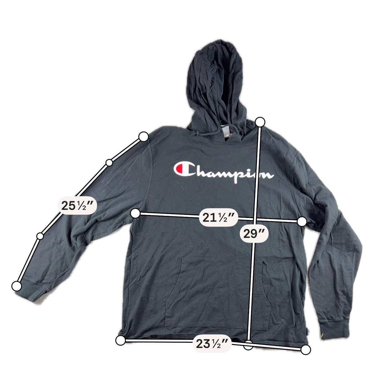 Champion Mens XL Black Lightweight Jersey Hoodie Script Logo Cotton T4177