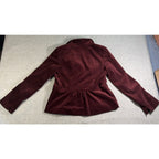 Talbots Women’s Velvet Blazer Size 8 Burgundy Wine Cotton Stretch Lined Jacket
