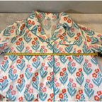 Mersea Floral Pajama Top Womens Small Cotton Button Front Lounge Sleep Shirt Cot