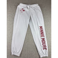 Disney Minnie Mouse Jogger Pants Womens M Gray Burgundy Graphic Sweatpants