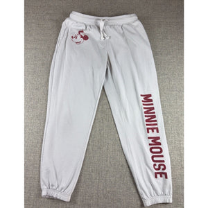 Disney Minnie Mouse Jogger Pants Womens M Gray Burgundy Graphic Sweatpants