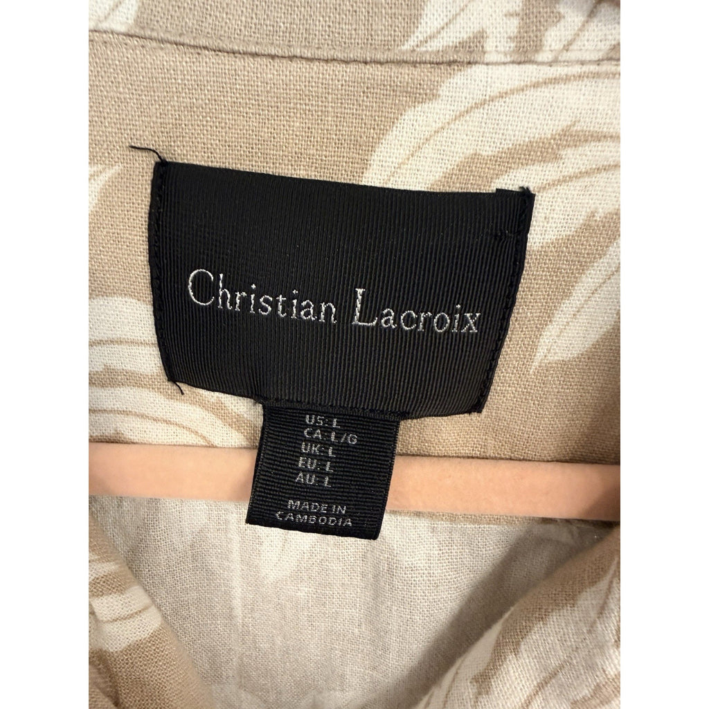 Christian Lacroix Linen Blend Palm Print Shirt (Men’s Large)