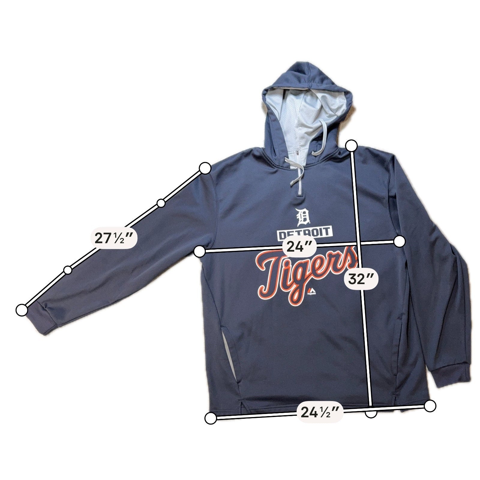 Detroit Tigers Majestic Authentic Collection 1/4 Zip Hoodie XL 2014 MLB