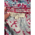 LOFT Jumpsuit Womens L Floral Paisley Smocked Wide Leg Boho Summer Vacation