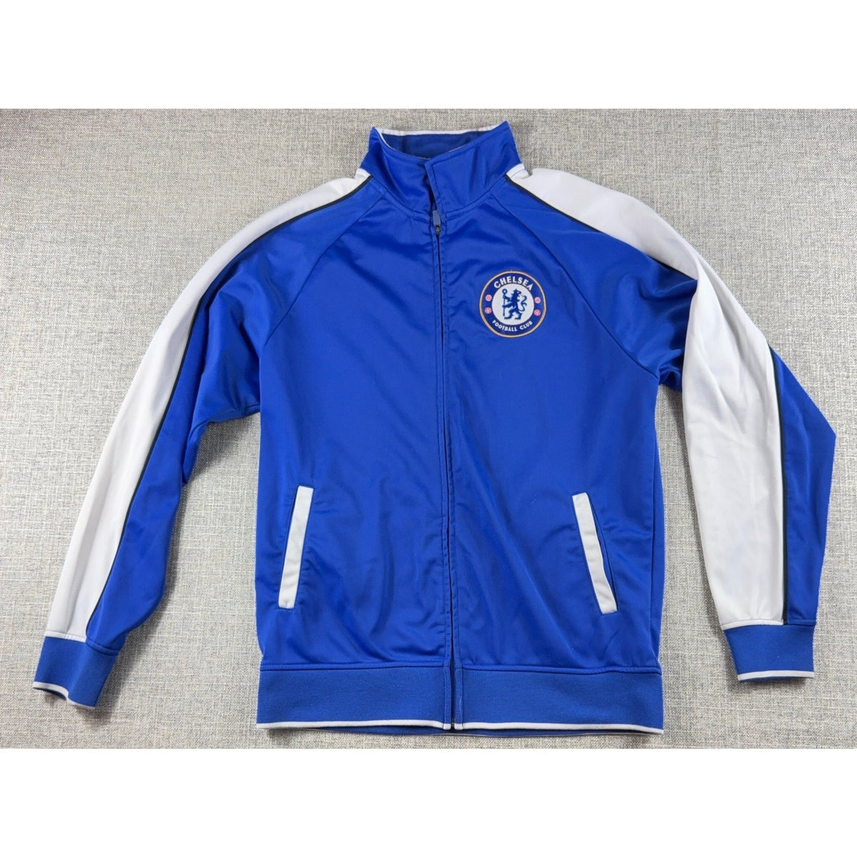 Chelsea FC Mens Medium Track Jacket Blue White Full Zip Official Licensed Soccer