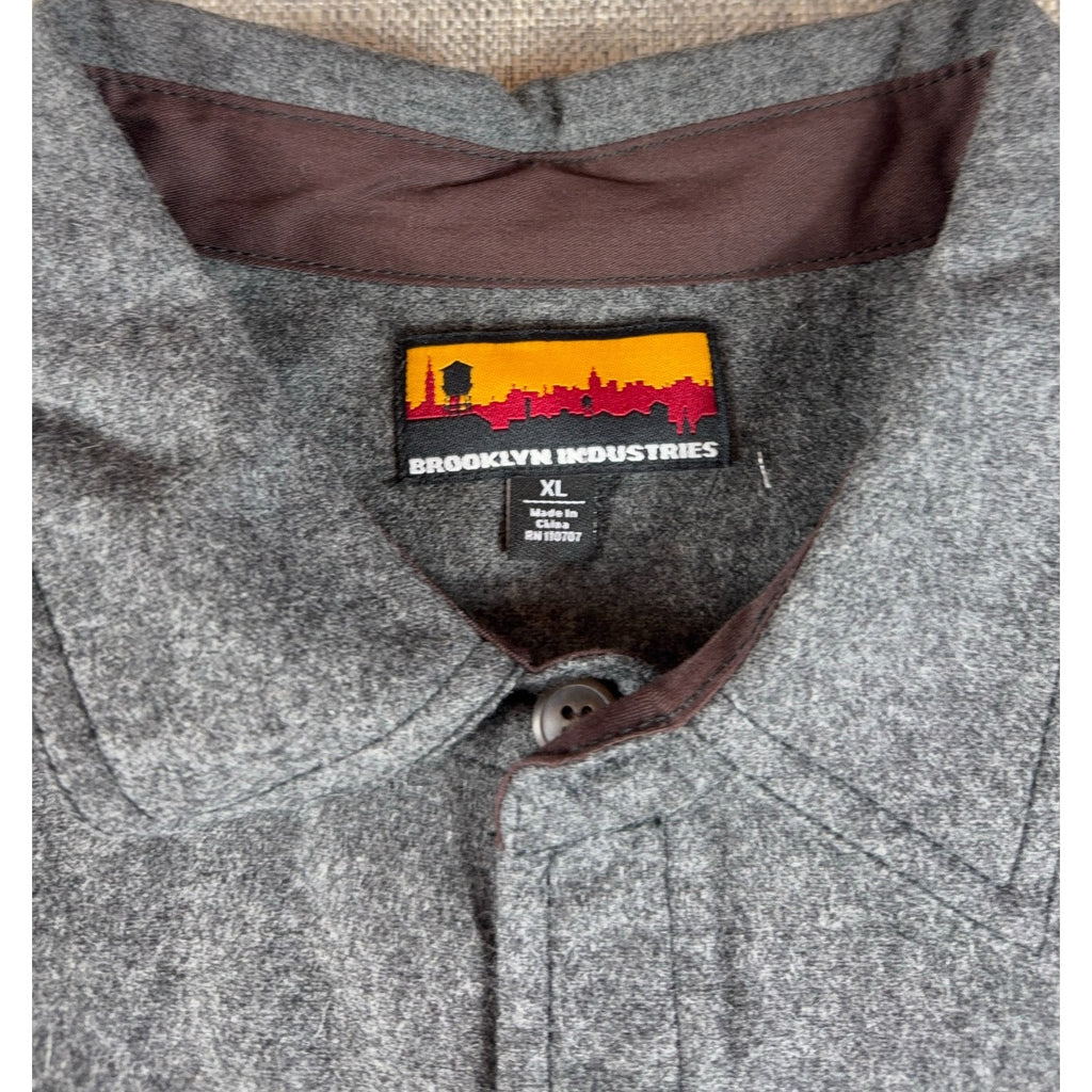Brooklyn Industries Wool Blend Shirt Jacket XL Gray Elbow Patch Shacket