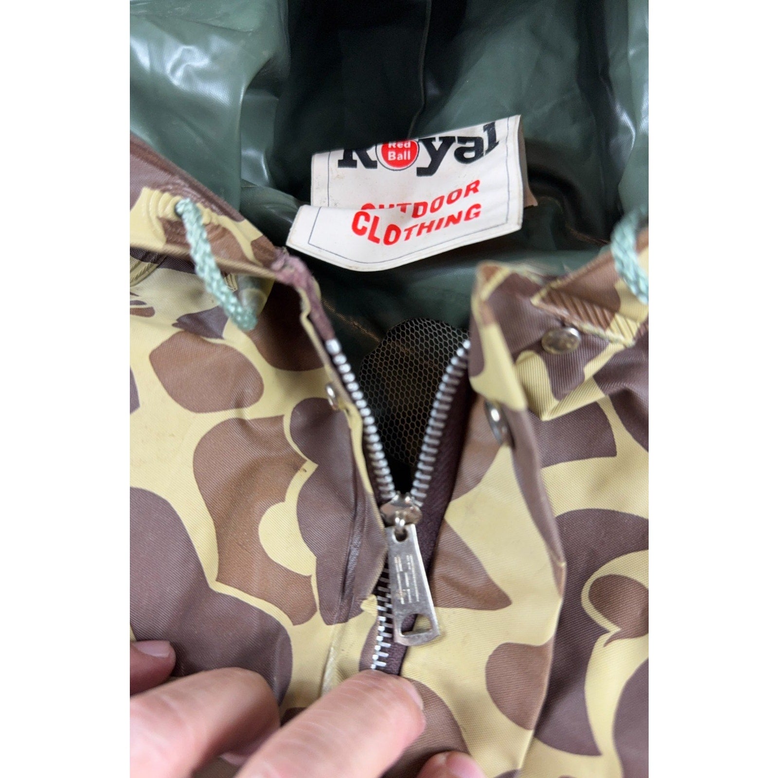 Vintage Royal Red Ball Camo Rain Suit Jacket Pants Medium Duck Hunting Taiwan