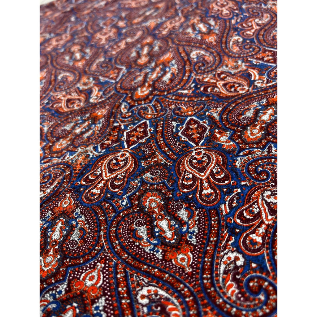 Zara Man Mens XL Paisley Polo Shirt Burgundy Blue Short Sleeve Portugal