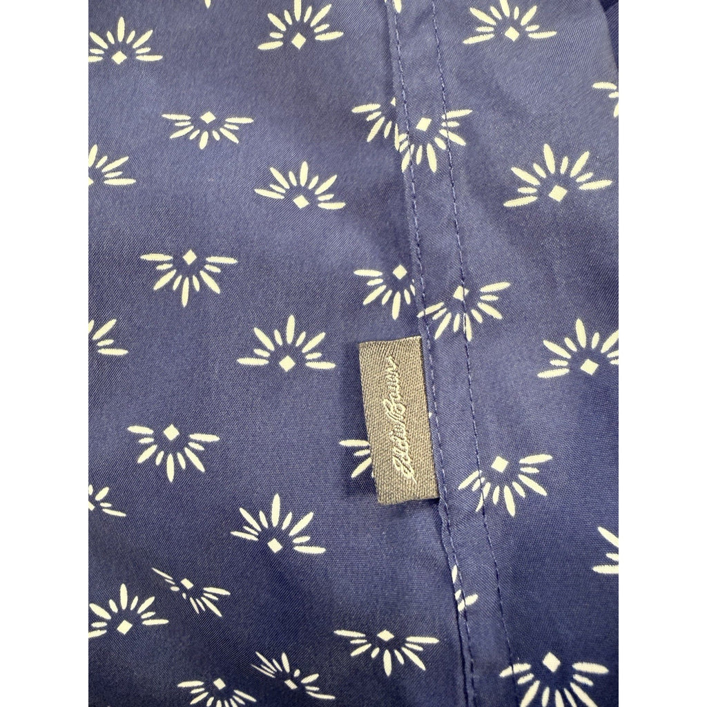 Eddie Bauer Mens Large Blue Geometric Print Button Up Shirt Short Sleeve