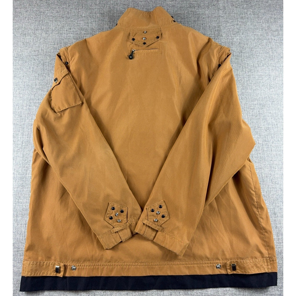 Jamie Sadock XL Y2K Utility Jacket Tan Techwear Convertible Sleeve Cargo Golf
