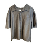 Island Passport Men’s XL Black Geometric Camp Shirt Rayon Blend Button Up Casual