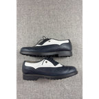 Vintage E-Z Step Golf Shoes 8.5 N Black White Leather Wingtip Made USA Brogue