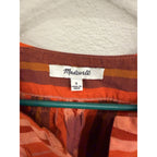 Madewell Women S Boho Stripe Peasant Blouse Orange Red Balloon Sleeve Cotton Top
