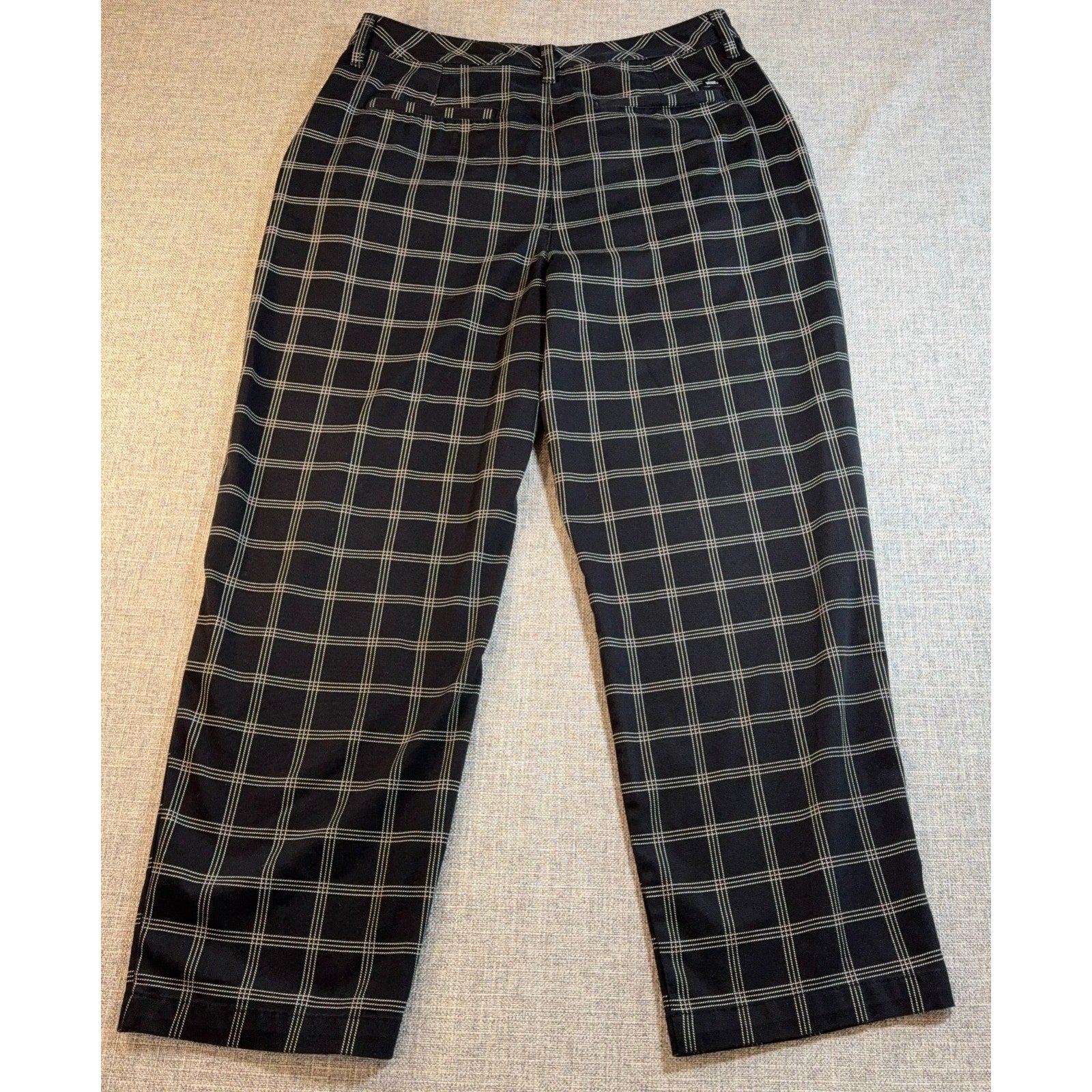 Vans Plaid Chino Pants Mens 31 Black Cream Windowpane Straight Skate Punk 28L