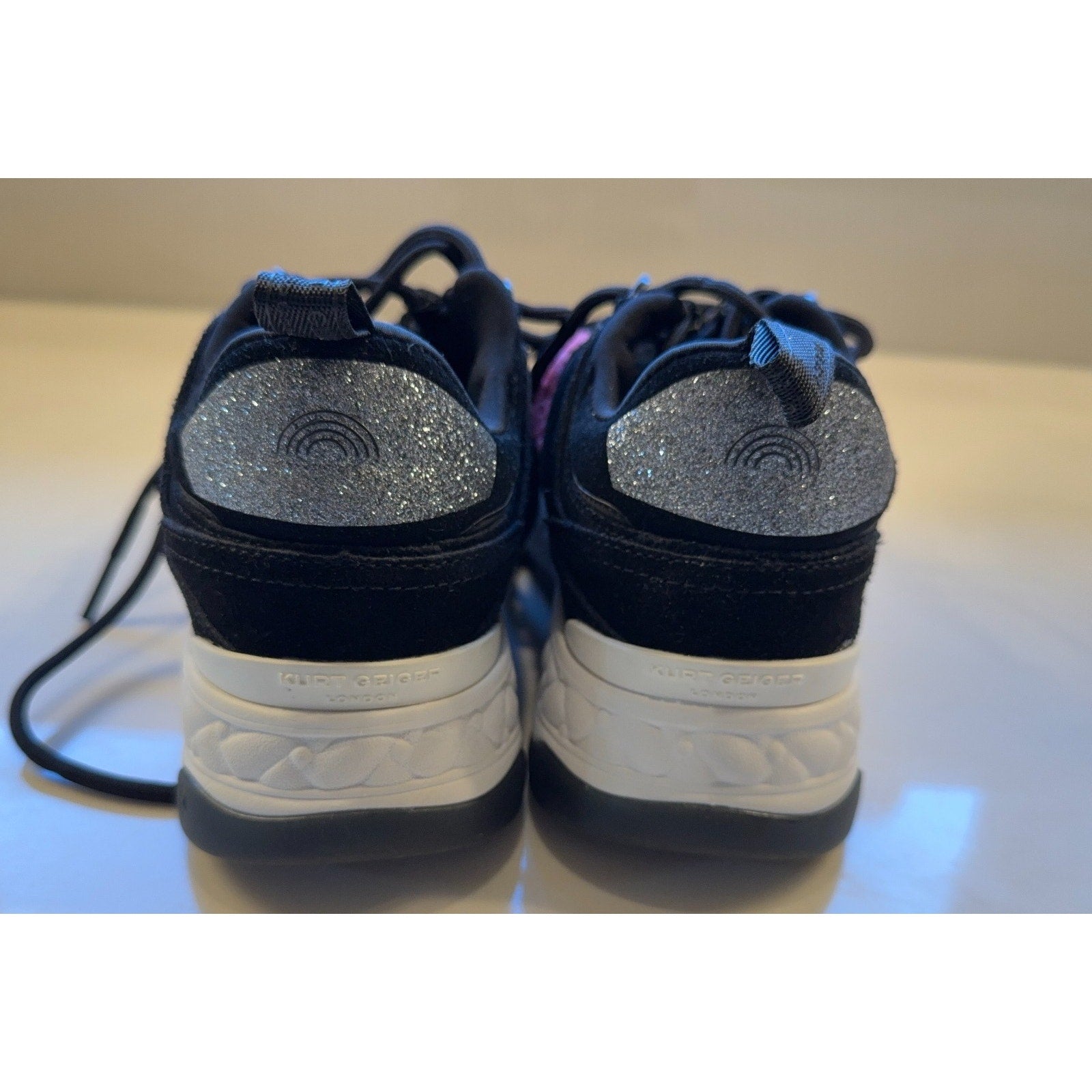 Kurt Geiger London Rainbow Faux Fur Platform Sneakers Womens EU 36 US 5.5 Black