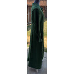 Handmade Green Maxi Coat Dress Womens Long Button Front Pleated Artisan Vintage
