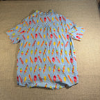 Cove Mens XL Rayon Button Up Shirt Blue Popsicle Print Novelty Vacation Beach