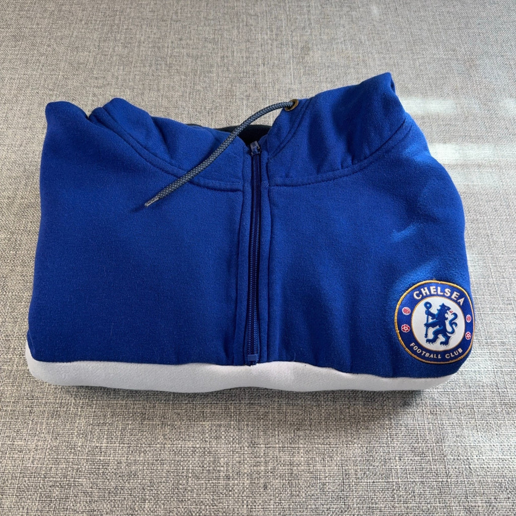 Chelsea FC Hoodie Mens 3XL Blue White Navy 1/4 Zip Official Soccer Pullover