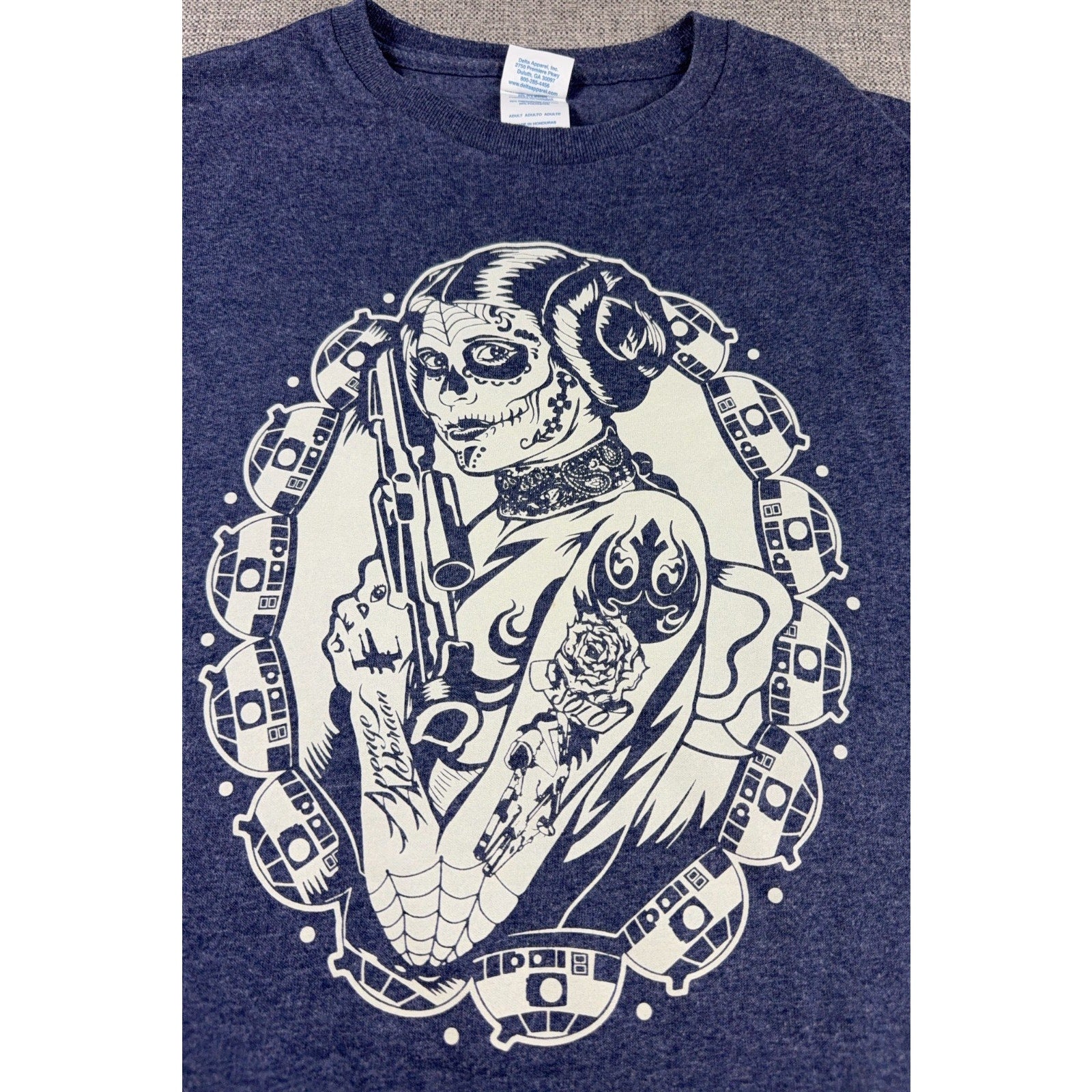 Princess Leia Sugar Skull T Shirt Mens L Star Wars Inspired R2D2 Tattoo Graphic