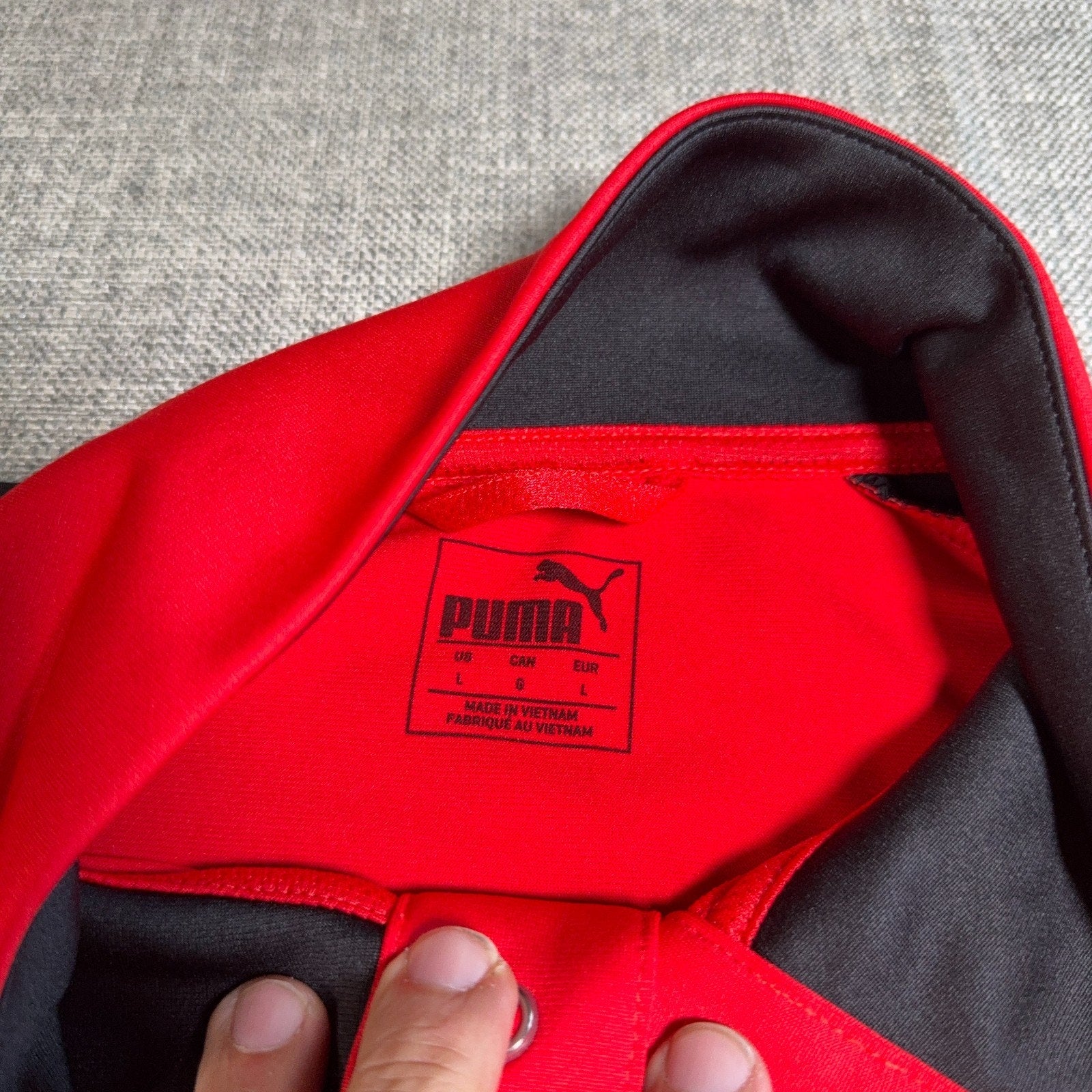 PUMA A.C.E. Track Jacket Men L Red Black White Snap Front 517851-02 DryCELL