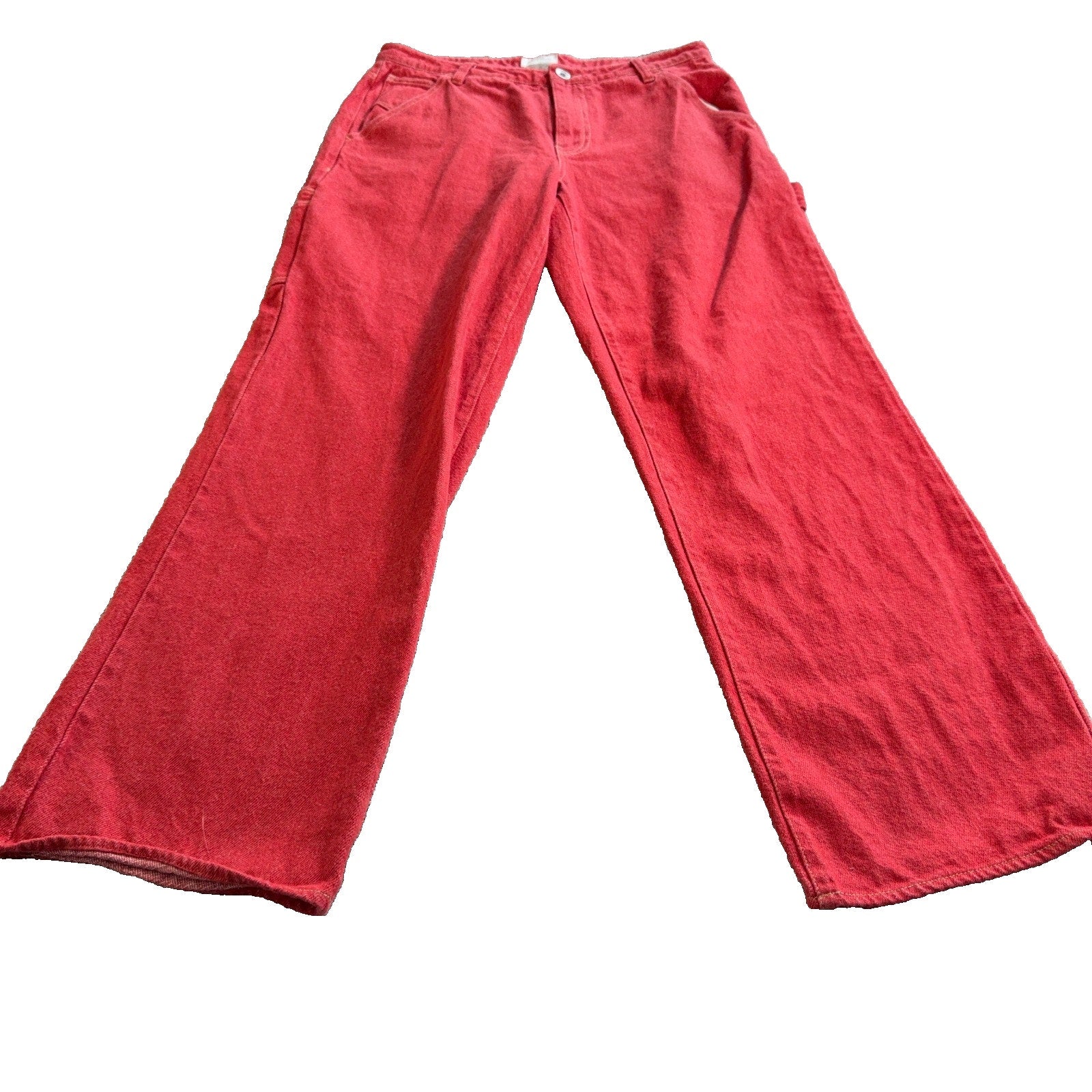 Brixton Jeans Womens 28 Red Carpenter Utility Wide Leg Skater Workwear Pants