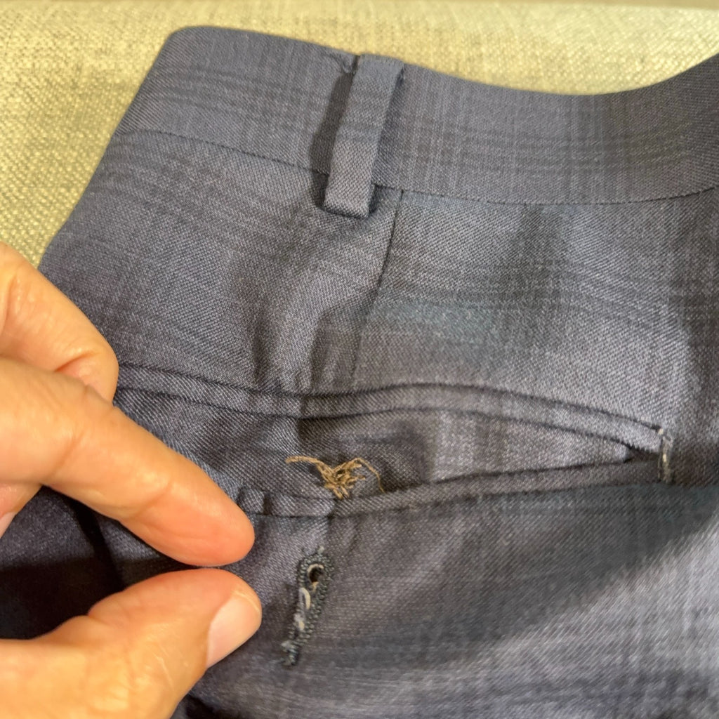Ralph Lauren Mens Dress Pants 36x30 Navy Plaid Pleated Cuffed Stretch