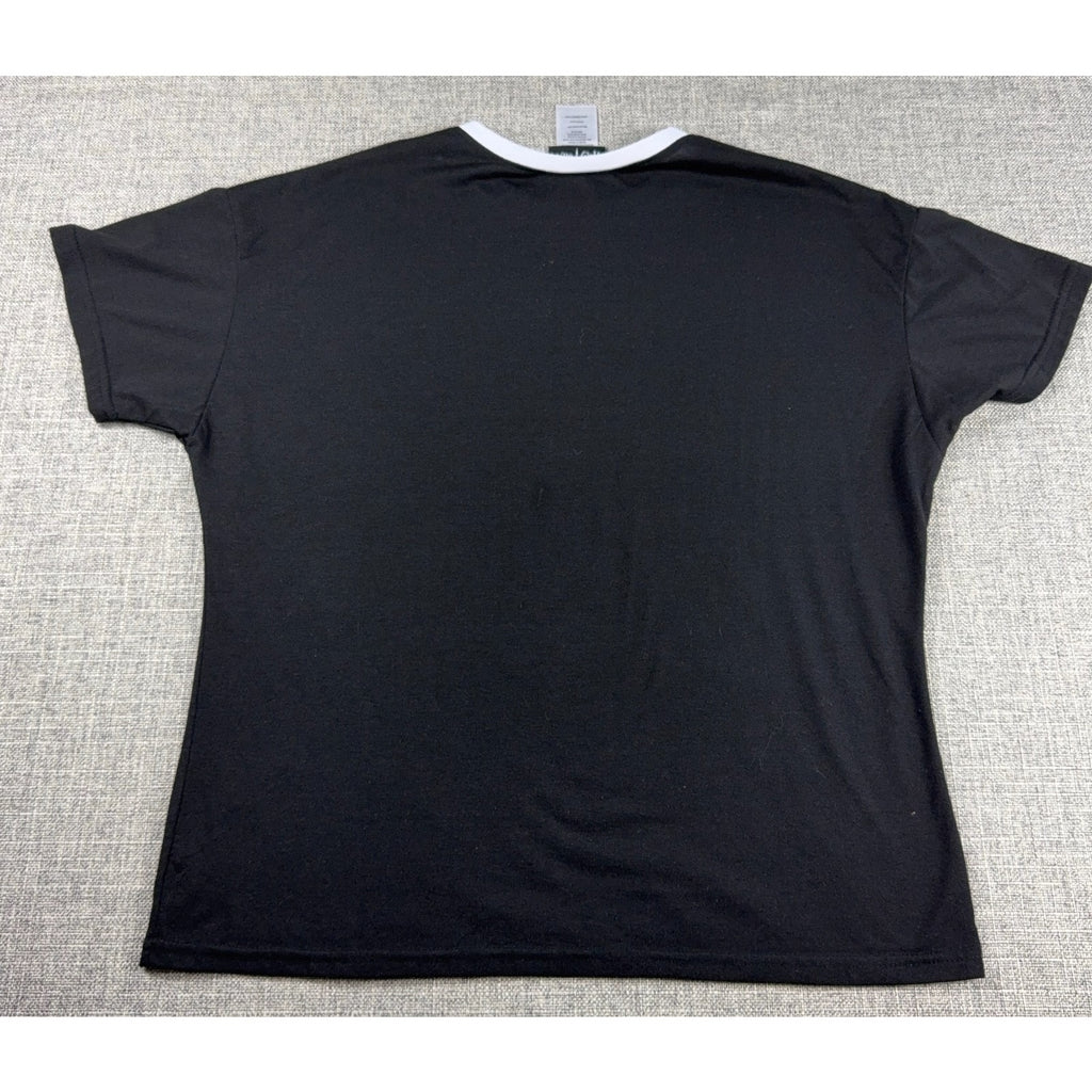 Harry Potter Platform 9¾ Black Gold Ringer Tee Gryffindor Quidditch Size L