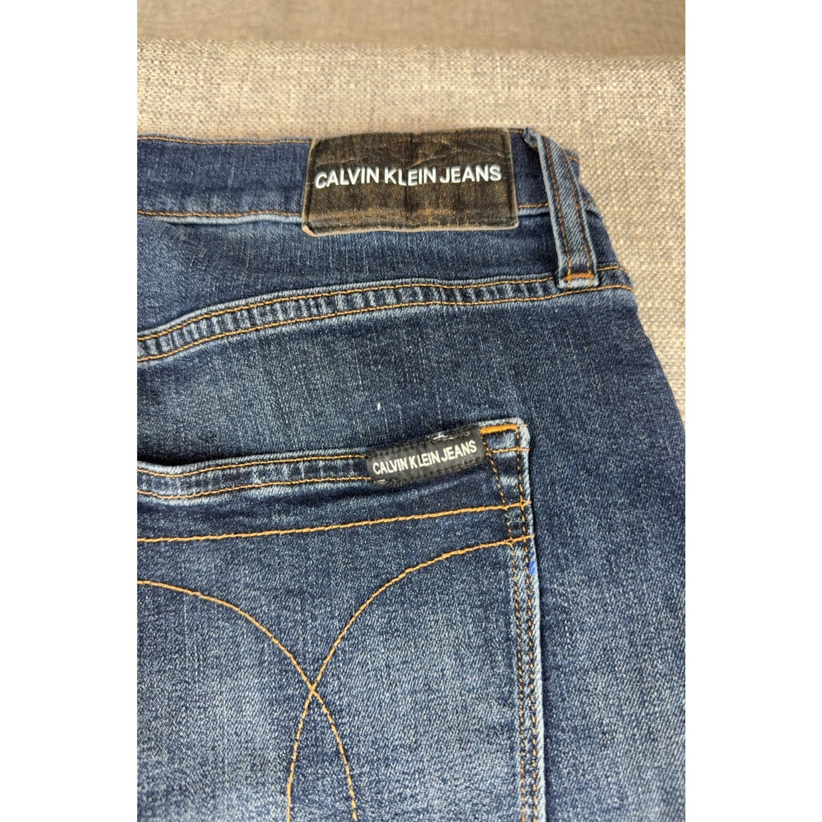 Calvin Klein Jeans CKJ 021 Womens 29x32 Slim Straight Stretch Denim Blue Paint