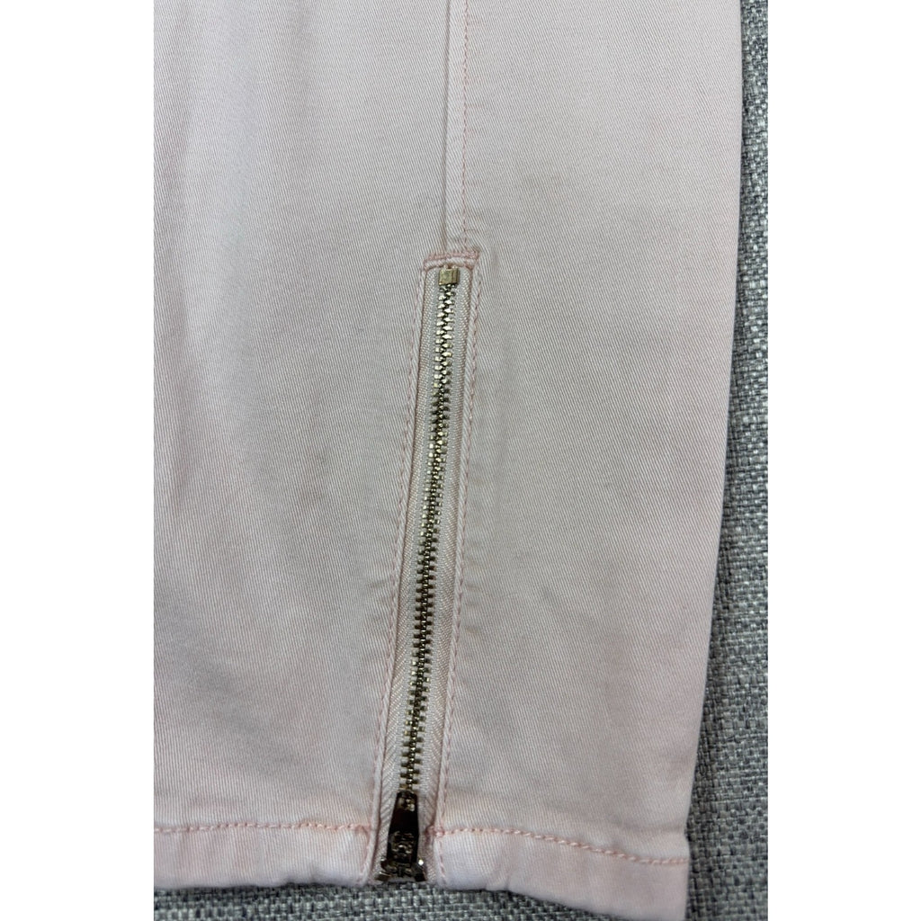 WHBM Skimmer Pants Womens 8 Blush Pink Cargo Skinny Ankle Zip Utility