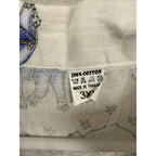 Handmade Thailand Elephant Print Shirt 3XL White Blue Cotton Boho Camp Resort