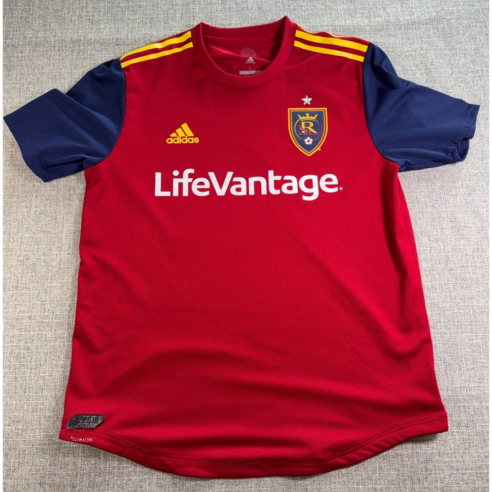 Real Salt Lake Adidas Jersey Mens Large 2018 MLS LifeVantage Climacool RSL Socce