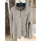 Eddie Bauer Mens XL Quarter Zip Sweater Fleece Pullover Gray Sherpa Lined