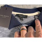 Ted Baker DALMOR Polo Shirt Mens Size 5 XL NWT Gray Navy 100% Cotton