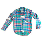 Hollister Flannel Shirt Large Teal Blue Red Plaid Long Sleeve Button Up