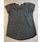 Juicy Couture Womens S Black Gray Marled Tunic Top Ruched Cap Sleeve