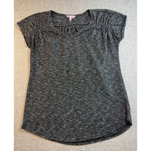 Juicy Couture Womens S Black Gray Marled Tunic Top Ruched Cap Sleeve
