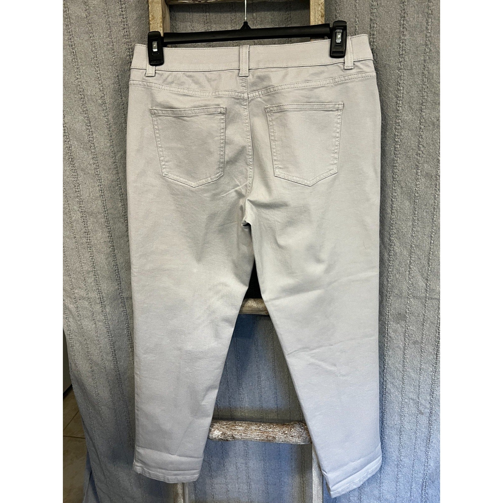 Talbots Simply Flattering 5 Pocket Crop Pants Womens 10P Gray Stretch Cropped
