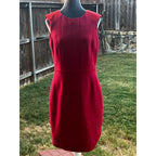 Banana Republic Womens 8 Red Sleeveless Sheath Dress Career Work Cocktail Zip