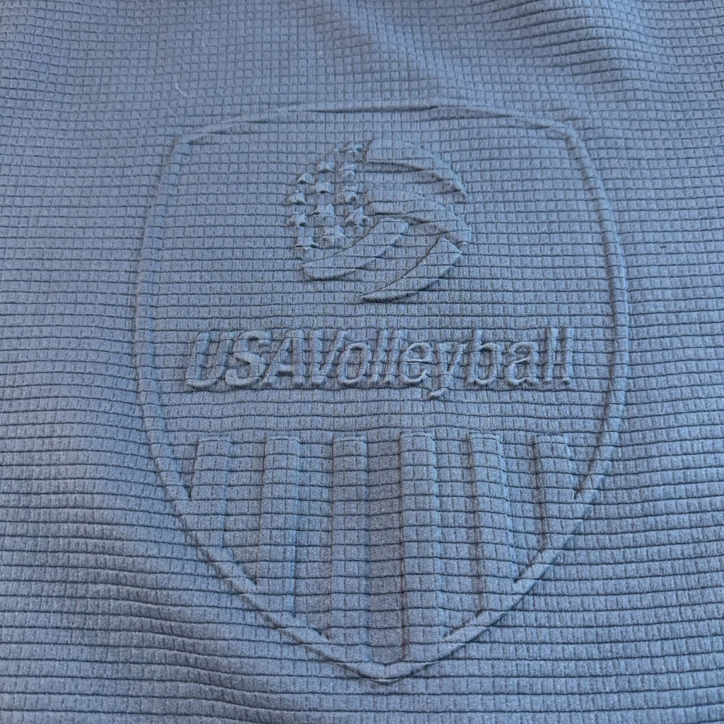 adidas USA Volleyball Crewneck Sweatshirt Mens Large Blue Textured Stripe Sleeve